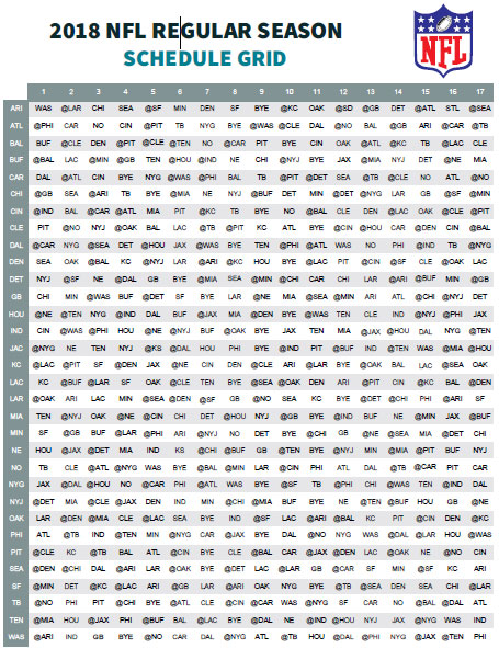 NFL 2018 Printable Schedule Grid
